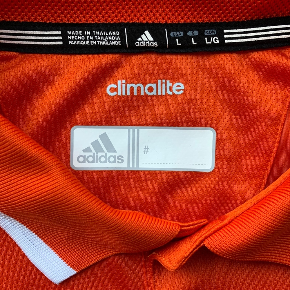 Men's Adidas Climalite Orange White Polo, Large L - Picture 3 of 5